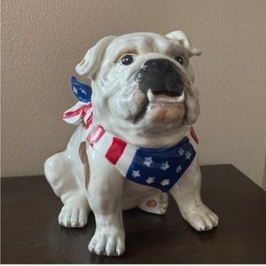 Blue Sky Clayworks Americana STARS & STRIPES Ceramic Cookie Jar  NEW 8” Tall